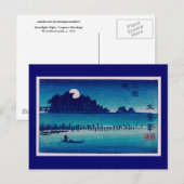 Moonlight Night Hiroshige Japanse Fine Art Briefkaart (Voorkant / Achterkant)