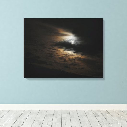 Moonlight op Clouds Night Sky Canvas Afdrukken (Insitu (Houten vloer))