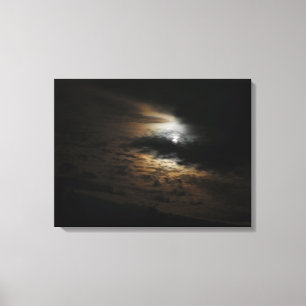 Moonlight op Clouds Night Sky Canvas Afdrukken