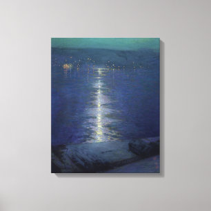 Moonlight op de rivier, 1919 canvas afdruk