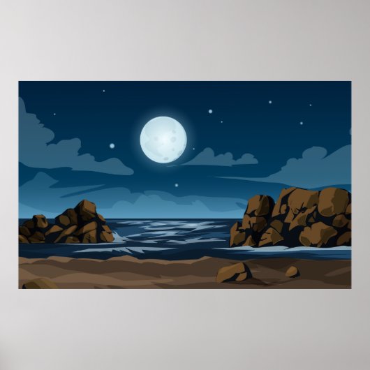 Moonlight op het strand poster (Voorkant)