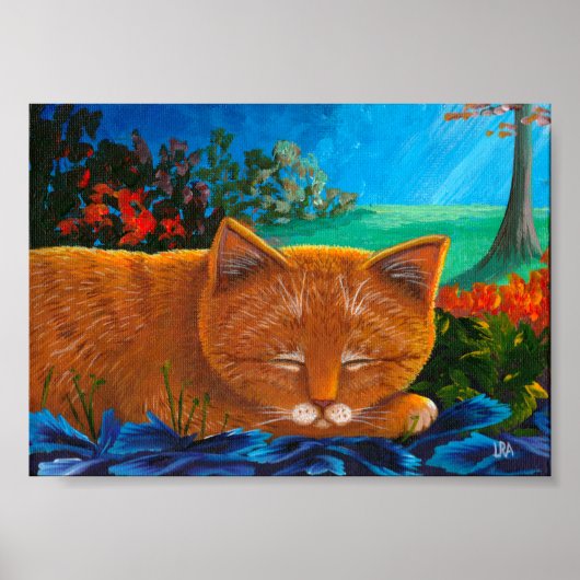 Moonlight Oranje Tabby Cat Art Poster (Voorkant)