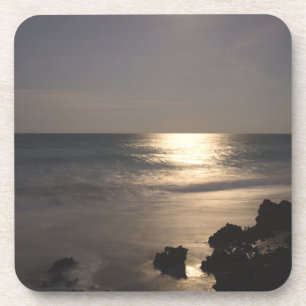 Moonlight over oceaan bier onderzetter