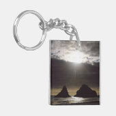 Moonlight over Ocean Rocks Oregon Sleutelhanger (Voorkant Links)