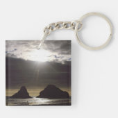 Moonlight over Ocean Rocks Oregon Sleutelhanger (Achterkant)