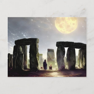 Moonlight over Stonehenge Digital Art Briefkaart