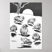 Moonlight Owls beroemd gemaakt door Louis Wain Poster (Voorkant)