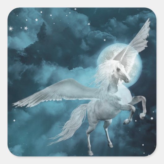 Moonlight pegasus vierkante sticker (Voorkant)