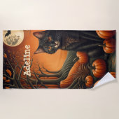 Moonlight Pompoen Patch Gepersonaliseerde Hallowee Strandlaken (Voorkant)
