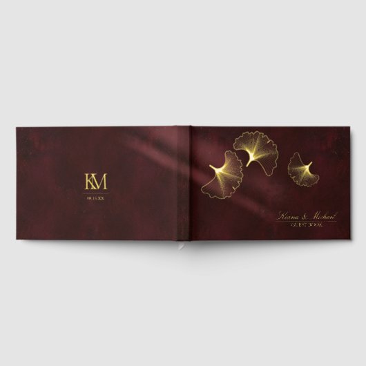 Moonlight Romance Bruiloft Bourgogne Goud ID881 Gastenboek (Volledig)