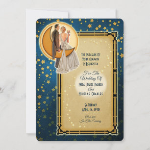 Moonlight Romance huwelijksuitnodiging - Redhead Kaart