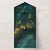 Moonlight Romance Wedding Emerald Green ID881 All In One Uitnodiging (Binnen)