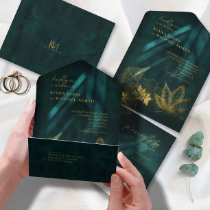 Moonlight Romance Wedding Emerald Green ID881 All In One Uitnodiging