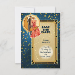 Moonlight Romance Wedding Save The Date - Redhead Kaart