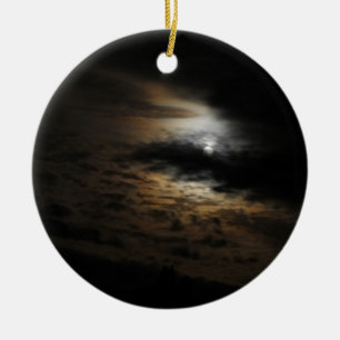 Moonlight Shing op Clouds Night Sky Photo Keramisch Ornament