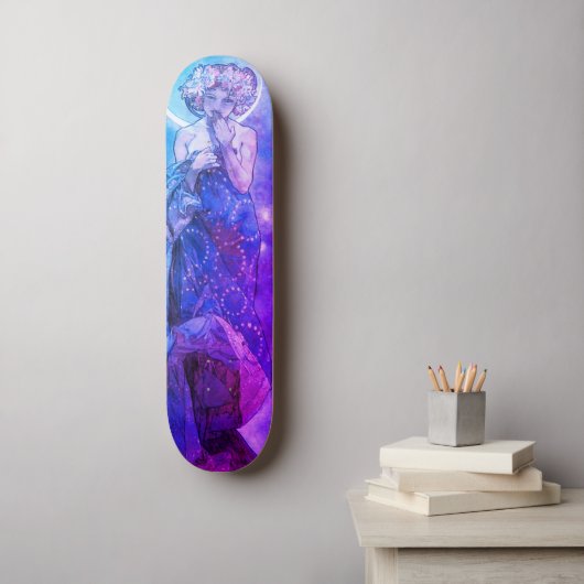 Moonlight Skateboard Deck, Blue & Lavender Hues (Muurkunst)
