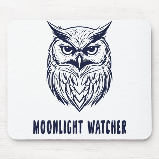 Moonlight Watcher - Owl Design - Mousepad Muismat (Voorkant)