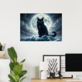 Moonlight Wave & Black Cat Poster (Bureau à domicile)