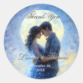 Moonlight Wedding Celestial Love Night Sky Theme Ronde Sticker