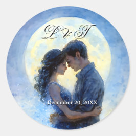 Moonlight Wedding Celestial Love Night Sky Theme Ronde Sticker
