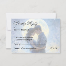 Moonlight Wedding Celestial Love Night Sky Theme RSVP Kaartje