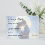 Moonlight Wedding Celestial Love Night Sky Theme RSVP Kaartje (Staand voorkant)