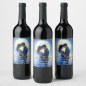 Moonlight Wedding Celestial Love Night Sky Theme Wijn Etiket (Flessen)