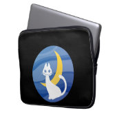 Moonlight white cat  laptop sleeve (Voorkant Links)