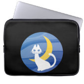 Moonlight white cat  laptop sleeve (Voorkant)