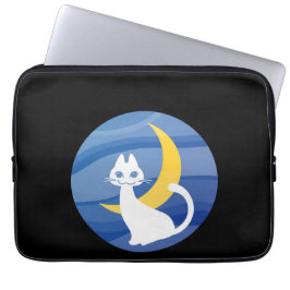Moonlight white cat  laptop sleeve