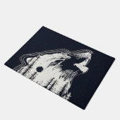 Moonlight Winter Wolf Pine Tree Forest Deurmat (Schuin)