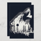 Moonlight Winter Wolf Pine Tree Forest Feestdagenkaart (Voorkant / Achterkant)