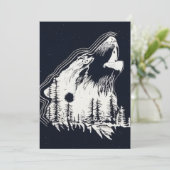 Moonlight Winter Wolf Pine Tree Forest Feestdagenkaart (Staand voorkant)