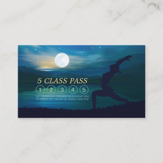 Moonlight Yoga Teacher Half Moon Pose 5 Class Pass Klantenkaartje (Voorkant)