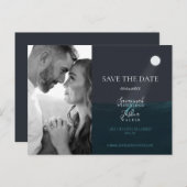 Moonlight Zee Foto opslaan-de-datum Briefkaart (Voorkant / Achterkant)