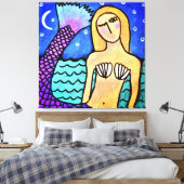 Moonlight Zeemeermin Abstract digitaal schilderij Canvas Afdruk (Insitu (Slaapkamer))