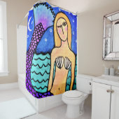 Moonlight Zeemeermin Abstracte Kunst Douchegordijn (In situ)
