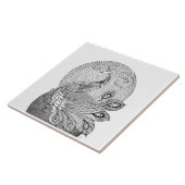 Moonlight Zilver en Witte Peacock Tegeltje (Zijkant)