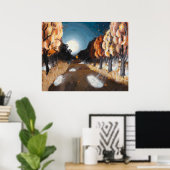 Moonlit Autumn Night: 30x24 Afdrukken Poster (Thuiskantoor)