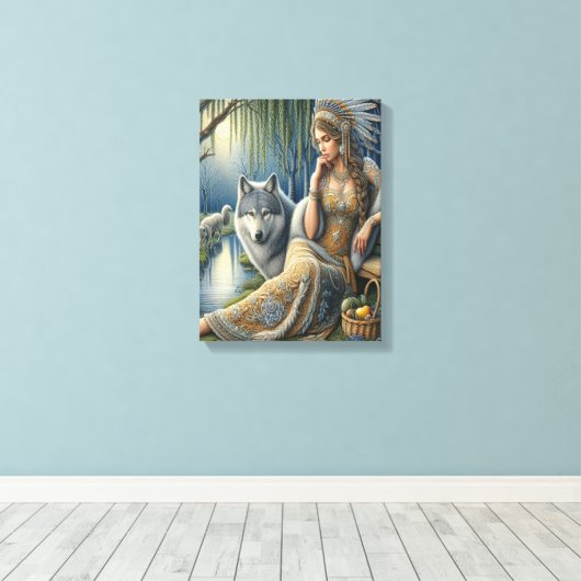 Moonlit Betovering in het Mystic Forest12x16 Canvas Afdruk (Insitu (Houten vloer))