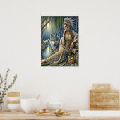 Moonlit Betovering in het Mystic Forest18x24 Poster (Keuken)