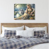 Moonlit Betovering in het Mystic Forest24x18 Canvas Afdruk (Insitu (Slaapkamer))