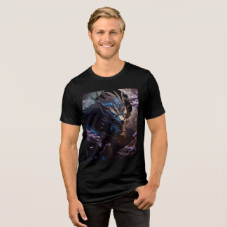 Moonlit Blue Dragon in Sakura Grove Tri-Blend Shirt