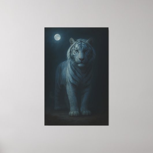 Moonlit Blue White Tiger – Fine Art Canvas (Voorkant)