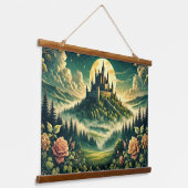 "Moonlit Castle Dreamscape" Betoverd Hangend Wandkleed (Gebogen)