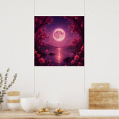Moonlit Cherry Blossom Serenity Poster (Keuken)