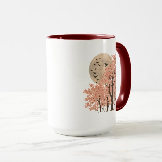 Moonlit Cherry Blossom Trees Nature Art Combo Mug Mok (Voorkant rechts)