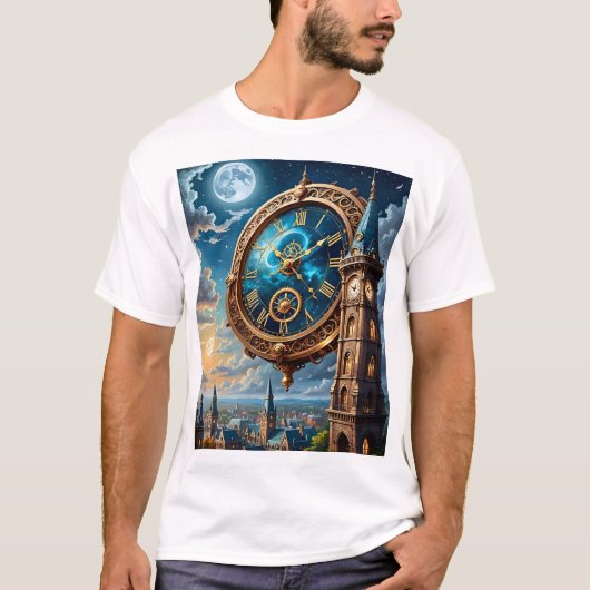 Moonlit Clock T-shirt  Celestial Dream (Voorkant)