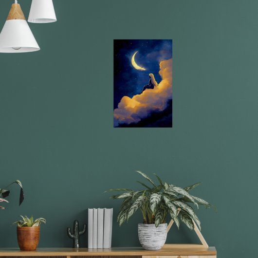 Moonlit Clouds Poster 16x24 Dreamy Wall Art (Woonkamer 1)