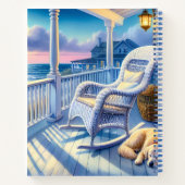Moonlit Coastal Porch met Dog & Ocean Uitzicht Notitieboek (Achterkant)